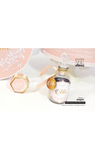 Trusou de botez gold cu ingeras pentru fetite cu broderie personalizata, Gold Wings 20